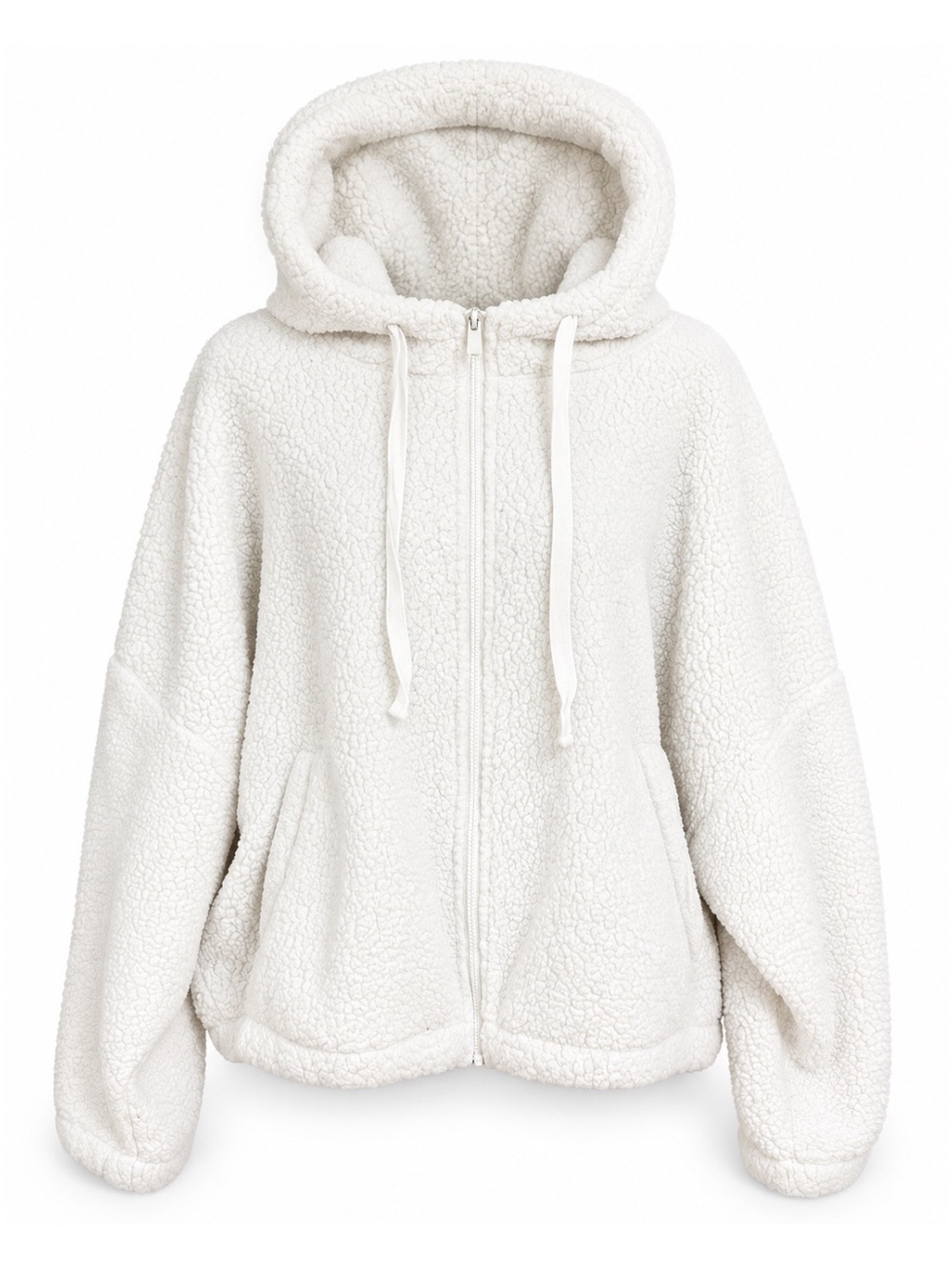 Aeropostale White Sherpa Fleece Oversized Full-Zip Hoodie Womens Size XL